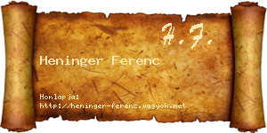 Heninger Ferenc névjegykártya